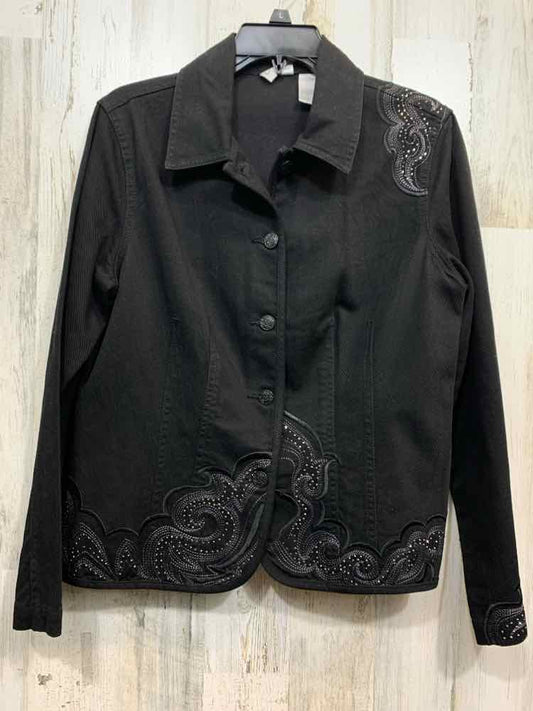 CHICO'S/BLACK EMBELLISHED JACKET