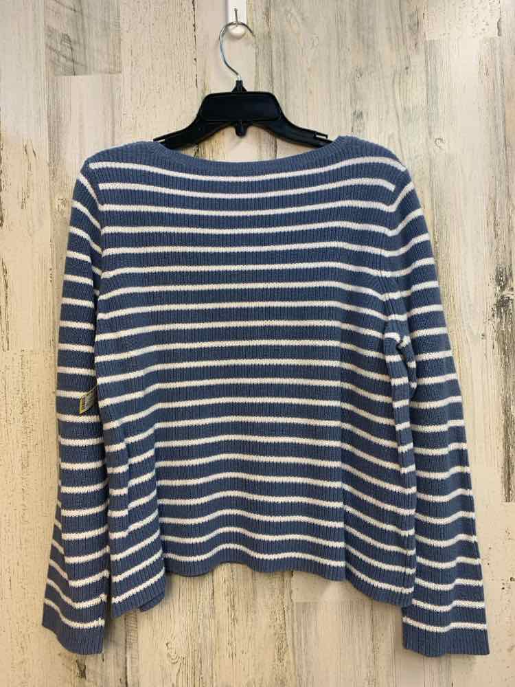 PRE-OWNED EILEEN FISHER PLUS SIZES Size L BLUE/WHITE Stripe LONG SLEEVES Sweater