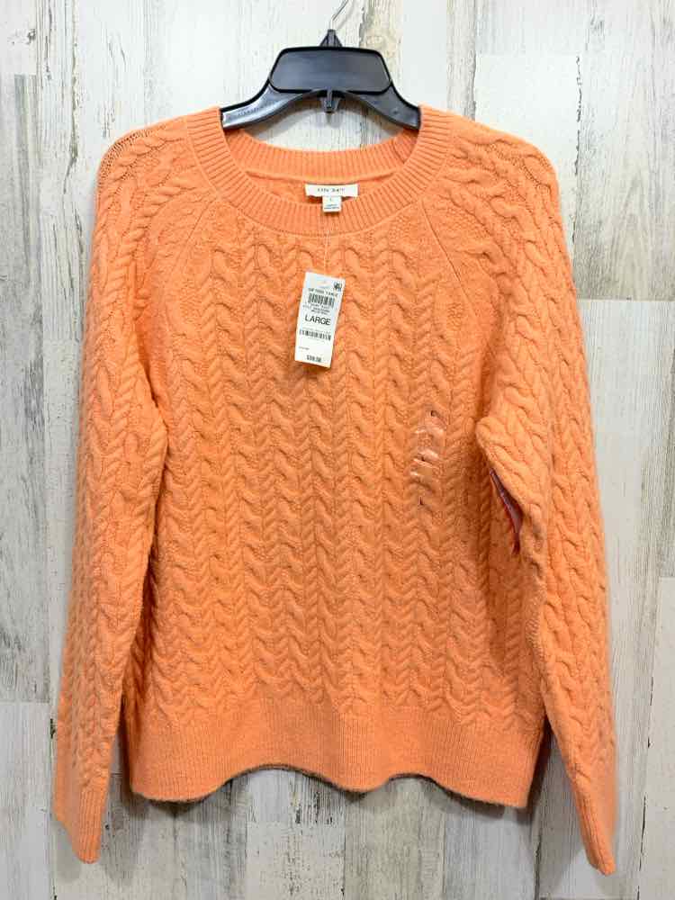 NWT ON 34TH Size L Tops ORANGE CABLE KNIT LONG SLEEVE CREW NECKLINE SWEATER