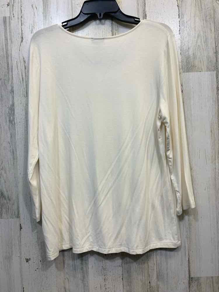 NWT TALBOTS Tops Size L BEIG/WHT RUFFLES T-shirt/BEIG TOP/RUFFLE DOWN THE MIDDLE