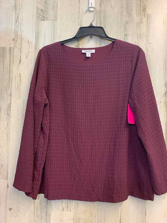 PRE-OWNED NINE WEST PLUS SIZES Size 2X Plum Solid LONG SLEEVES TOP/LONG SLEEVE P