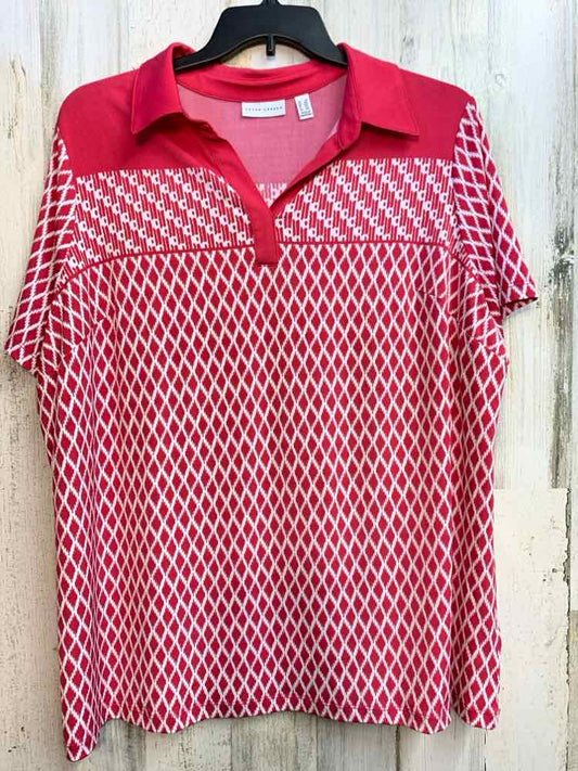 PRE-OWNED SUSAN GRAVER Tops Size 2X Fuschia DIAMOND SHORT SLEEVES TOP
