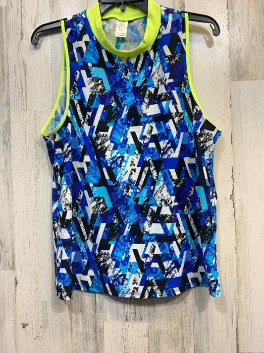 PRE-OWNED DANSKIN Activewear Size XL BLU/ BLK/GRN/WHT TRIANGLE T-shirt/SLEEVELES