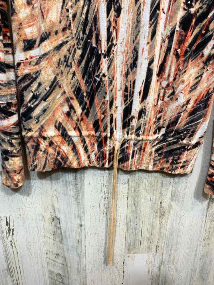 PRE-OWNED SIMPLY VERA Tops Size M BLK/WHT/ORG Print TIE WAIST Blouse