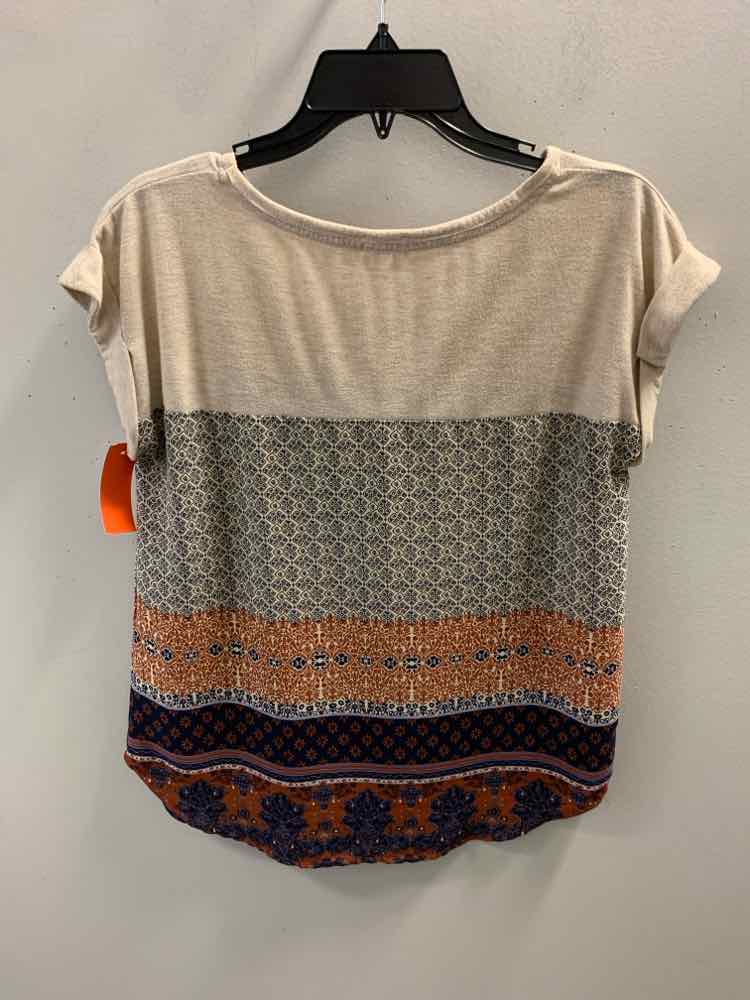 MASON & BELLE Tops Size S BGE/NVY/BRK ORG CAP SLEEVE TOP