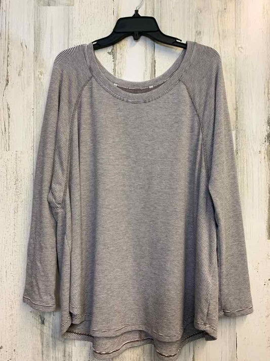 TOMMY HILFIGER Tops Size L TAN/WHT Stripe SWEATSHIRT Sweatshirt