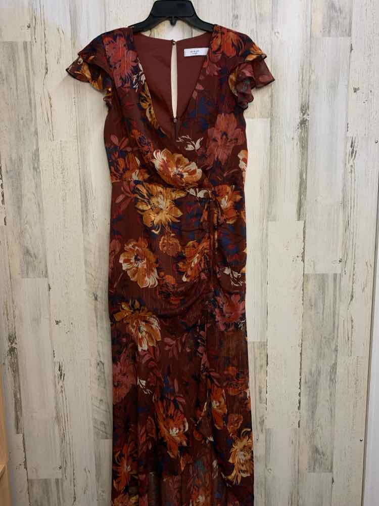 PRE-OWNED ALI & JAY Dresses and Skirts Size M Burgundy Floral Dress/LONG /RUCHED