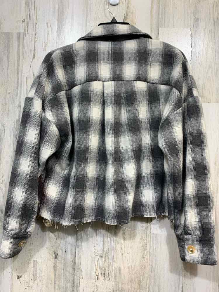 PRE-OWNED MOD REF/CROPPED LONG SLEEVE BRUSHED BUTTON FRONT SHACKET