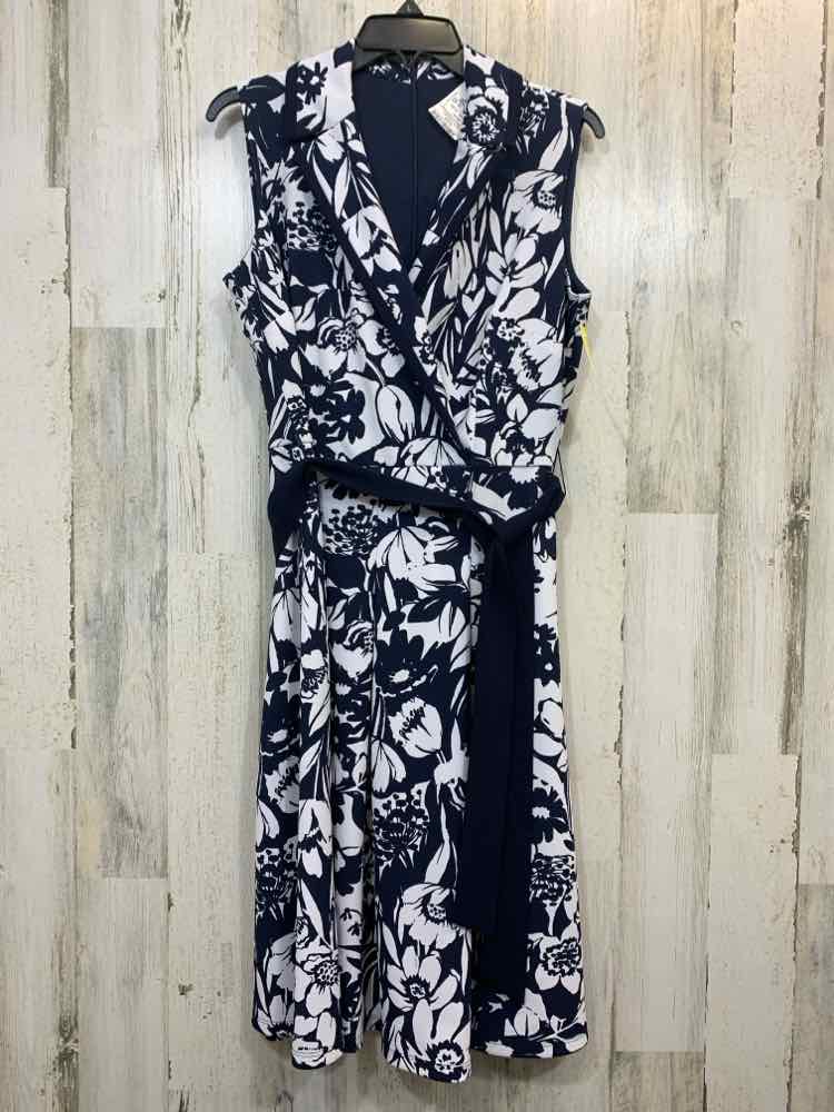 NWT SHELBY & PALMER Dresses and Skirts Size 10 NAVY/WHITE TROPICAL WRAP Dress/TR