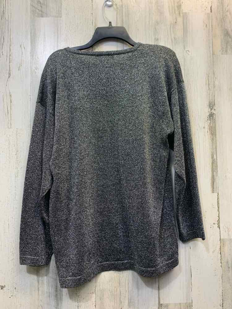 PRE-OWNED LISA ORIGINALS Tops Size M SILVER/BLK SPARKLES LONG SLEEVES TOP/SILVER