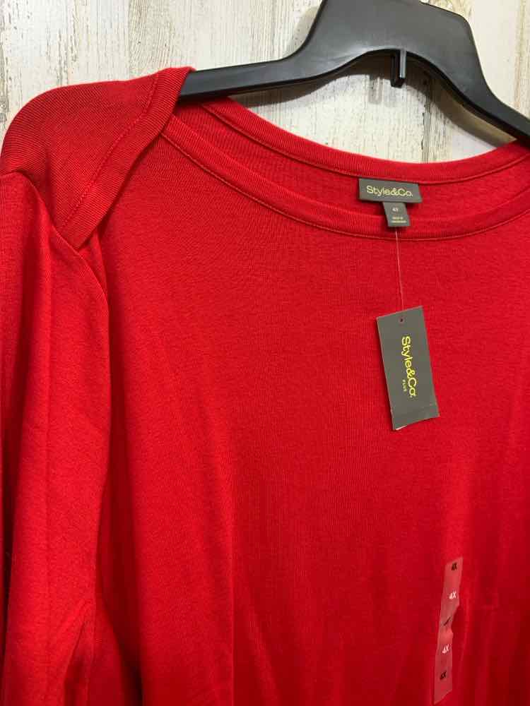 NWT STYLE & CO Tops Size 4X Red Solid 3/4 SLEEVE Blouse
