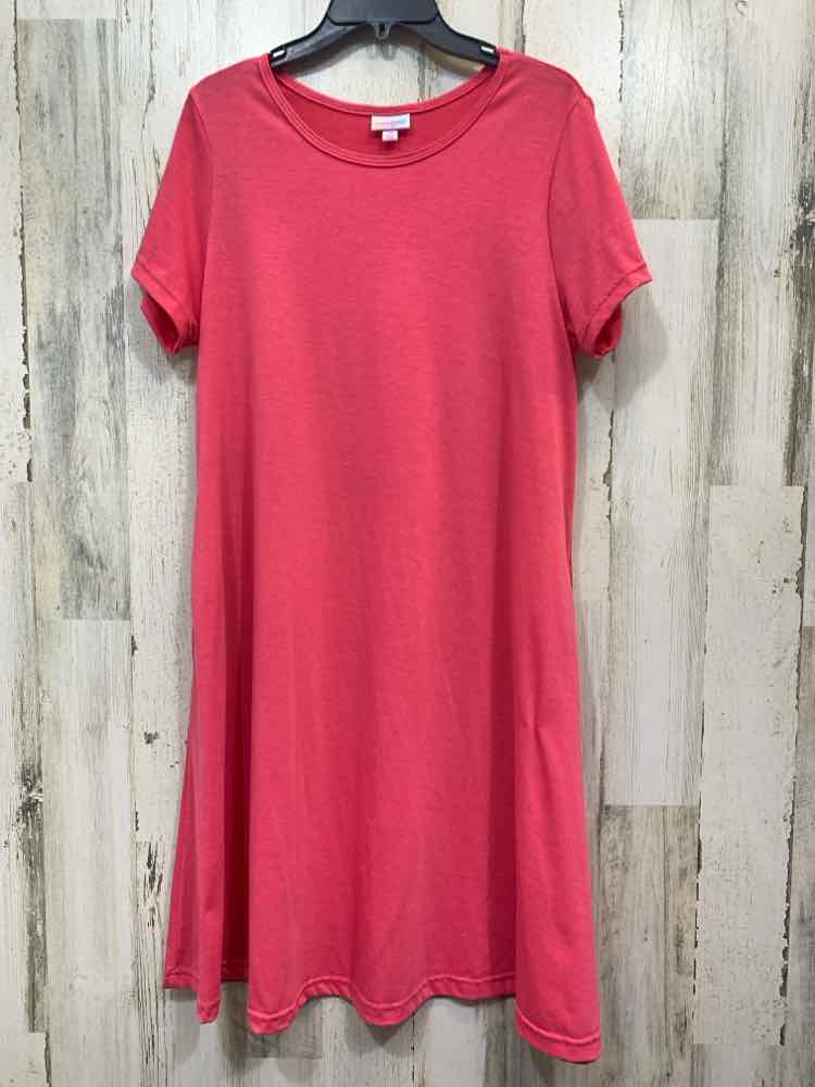 PRE-OWNED LULA ROE Dresses and Skirts Size M Pink Solid SHIRT DRESS Dress/PINK S