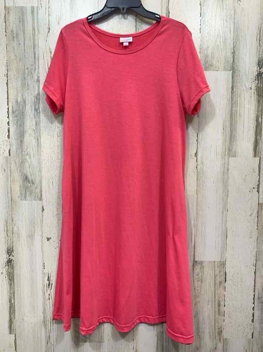 PRE-OWNED LULA ROE Dresses and Skirts Size M Pink Solid SHIRT DRESS Dress/PINK S