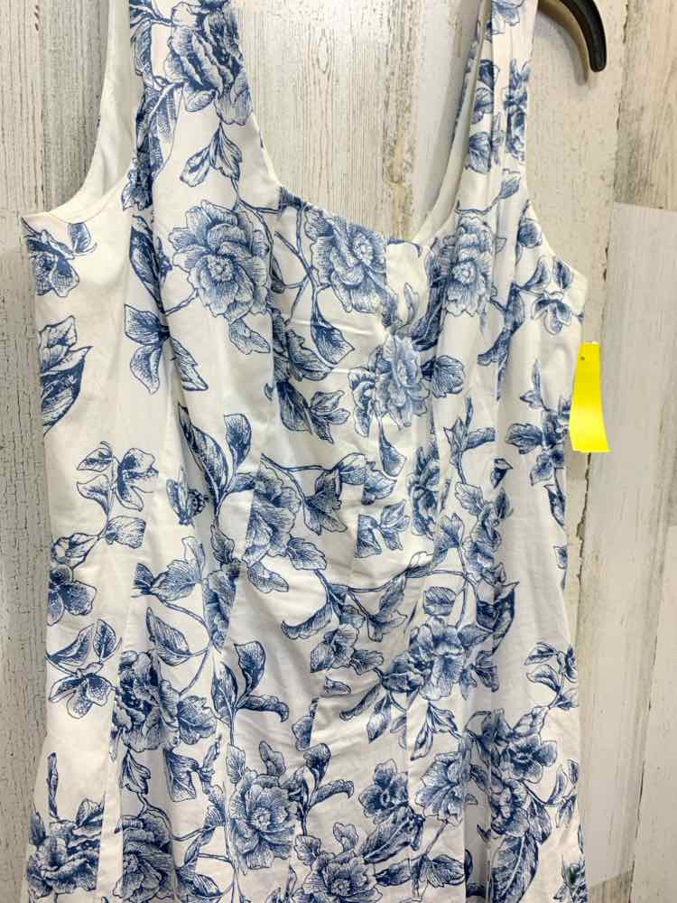 PRE-OWNED JOIE Dresses and Skirts Size 14 WHITE/BLUE Floral A-LINE Dress/WHITE/B