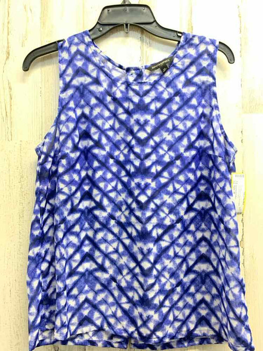 PRE-OWNED BANANA REPUBLIC Tops Size M BLUE/WHT CHEVRON SHEER Blouse
