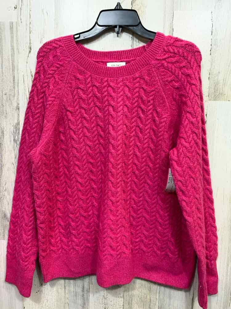 NWT ON 34TH Size XL Tops Pink CABLE KNIT LONG SLEEVE CREW NECKLINE SWEATER