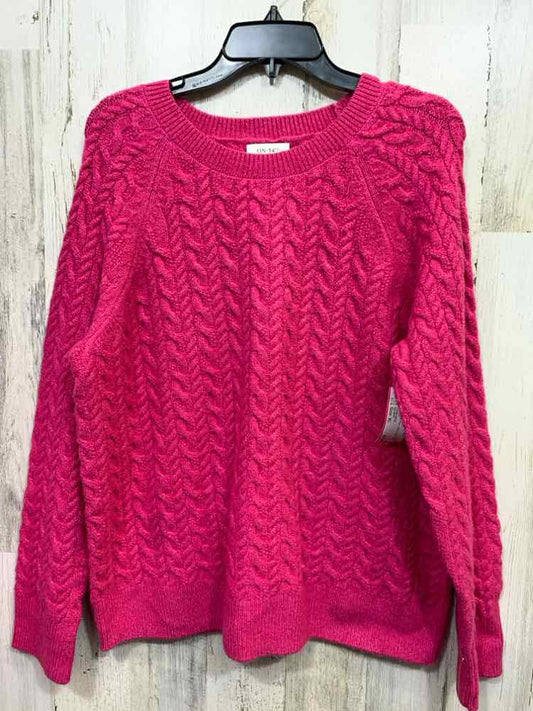 NWT ON 34TH Size XL Tops Pink CABLE KNIT LONG SLEEVE CREW NECKLINE SWEATER