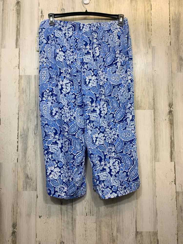PRE-OWNED Size 2X J JILL BOTTOMS SHADES OF BLUE Paisley WIDE LEG CAPRI/SHADES OF