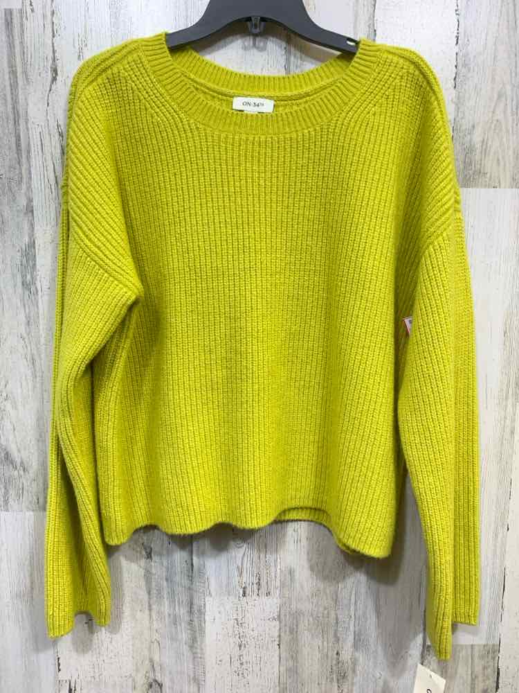 NWT ON 34TH Size L LIME GREEN RIB KNIT LONG SLEEVES/CREW NECK SWEATER