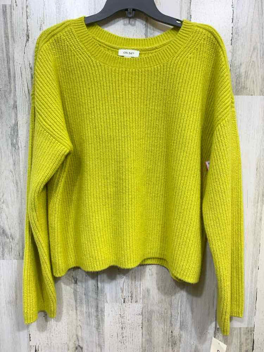 NWT ON 34TH Size L LIME GREEN RIB KNIT LONG SLEEVES/CREW NECK SWEATER