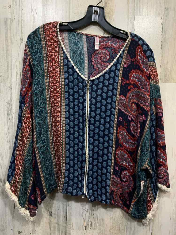 PRE-OWNED XHILARATION Tops Size XXL BLU/RED/WHT MULTI-PATTERN Blouse