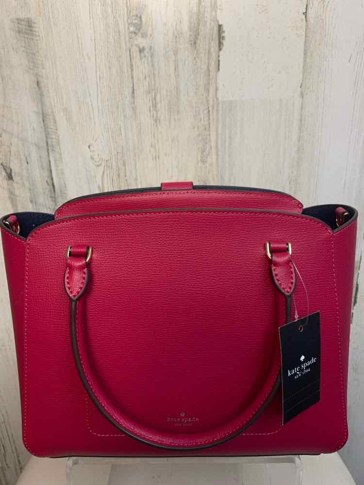 KATE SPADE Designer Handbags RASPBERRY/REFINED GRAIN SATCHEL/CROSS