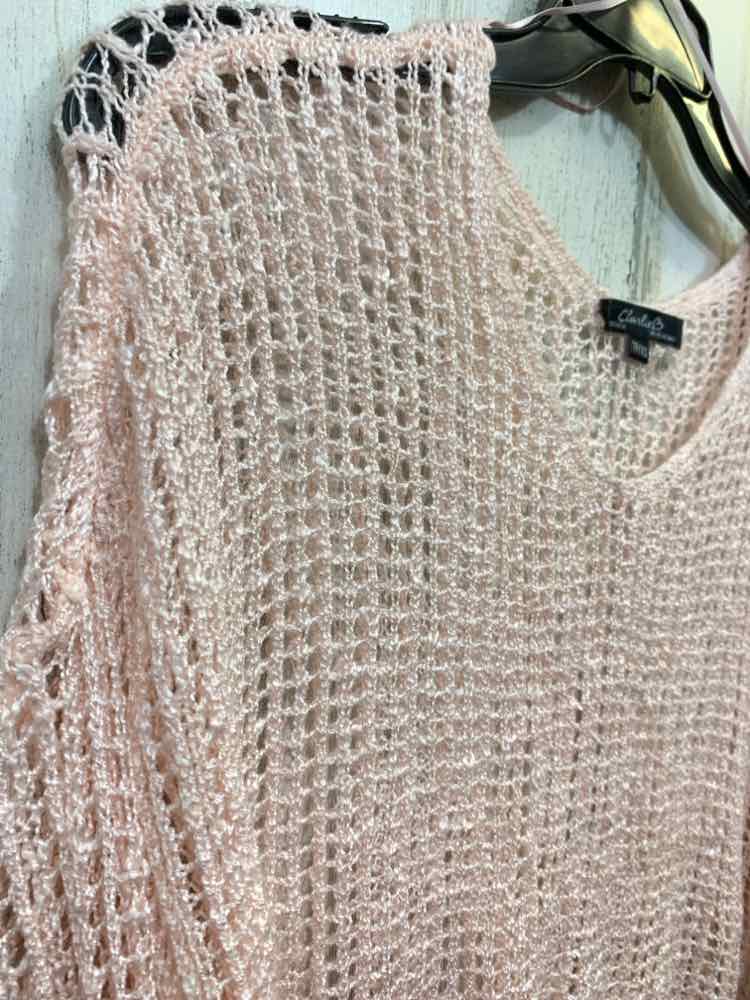 PRE-OWNED CHARLIE Tops Size XS Pink 3/4 SLEEVE CROCHET Blouse