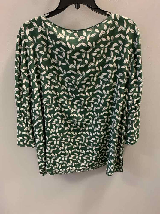 LAFAYETTE 148 Tops Size XL GRN/WHT LEAFS TOP