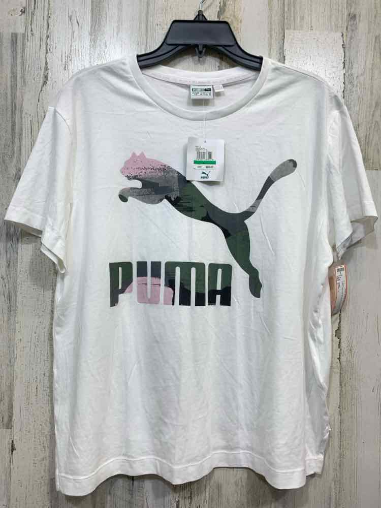 NWT PUMA Tops Size L WHT/PNK/GRY/GRN T-shirt