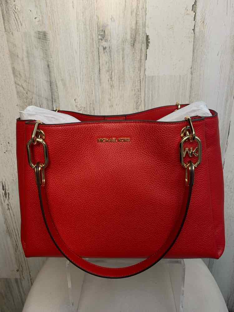 MICHAEL KORS/BRIGHT RED LARGE TRIPLE GUSSET SHOULDER BAG