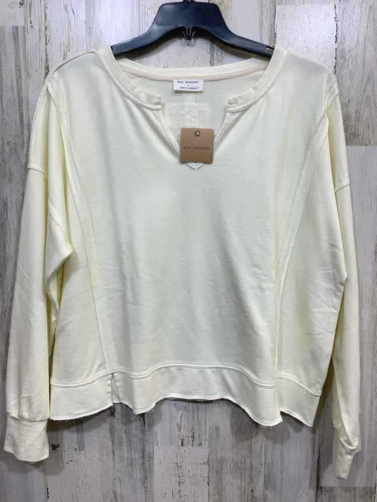 NWT BLU PEPPER Size L Tops WHT/BLUE Stripe LONG SLEEVES PULL OVER