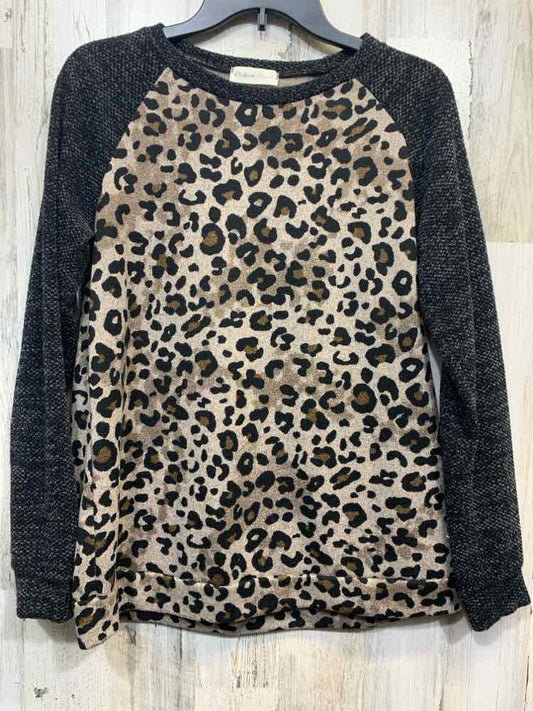 PRE-OWNED PERFECT PEACH Tops Size M BROWN/BLACK CHEETAH CREW NECK Sweater/LONG S