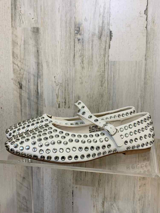 NWT A NEW DAY SHOES Shoe Size 10 White Rhinestone FLATS Shoes/WHITE FLATS W/ CLE