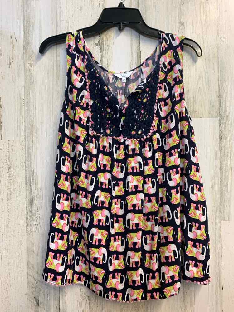 PRE-OWNED CROWN & IVY PLUS SIZES Size 2X NVY/PNK/WHT ELEPHANT SLEEVELESS TOP