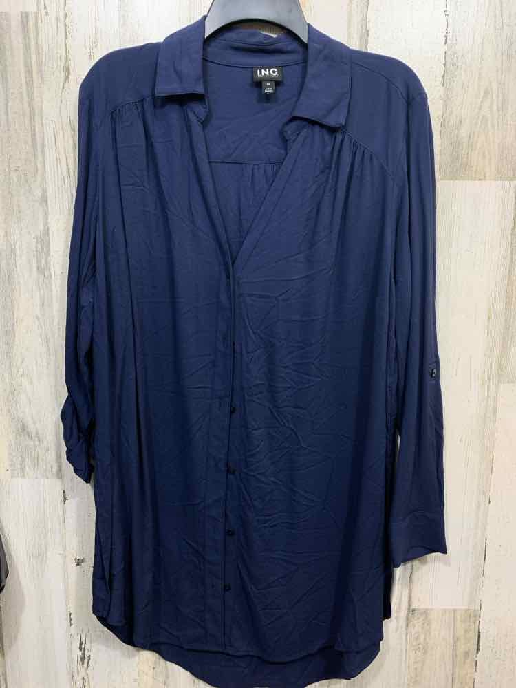 PRE-OWNED INC Size 0X Tops Indigo LONG SLEEVE Blouse
