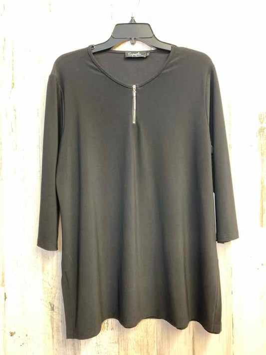 SYMPLI Tops Size 14 Black 3/4 LENGTH TOP