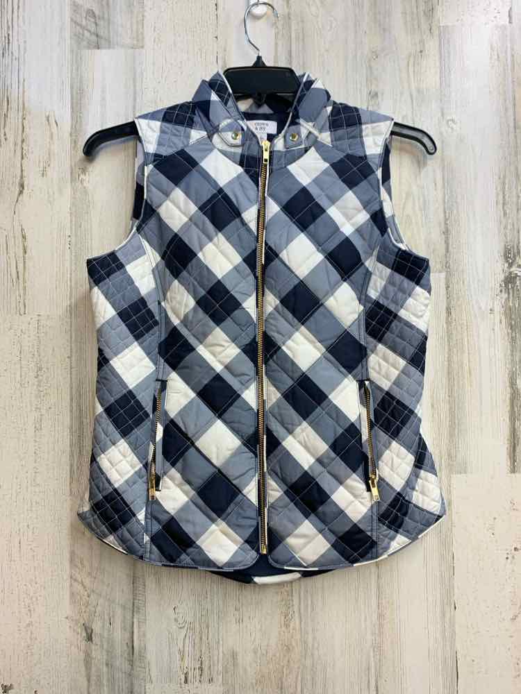 CROWN & IVY Tops Size S NAVY/WHT Checkered VEST Vest