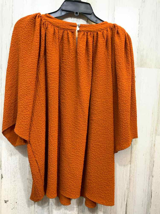 PRE-OWNED CALVIN KLEIN Tops Size 2X BURNT ORANGE BAT SLEEVES TOP/CREW NECK