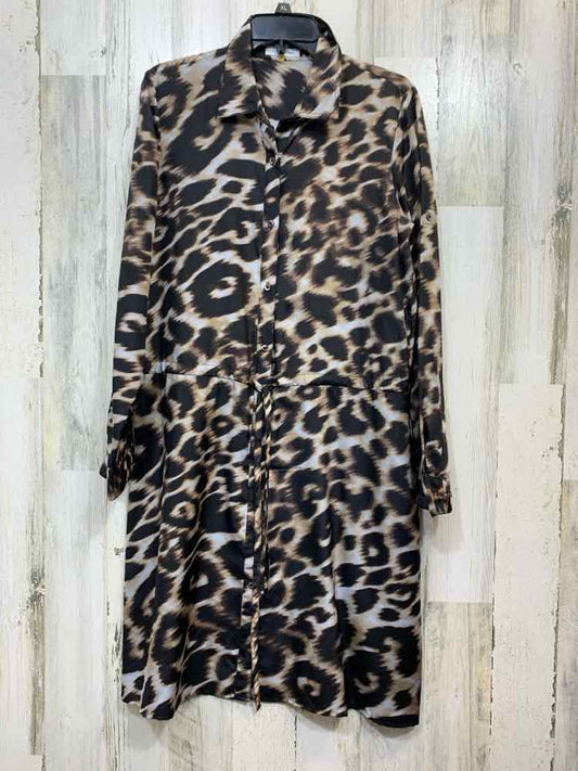 PRE-OWNED CALVIN KLEIN Dresses and Skirts Size 10 BLACK/BROWN CHEETAH Dress/CHEE