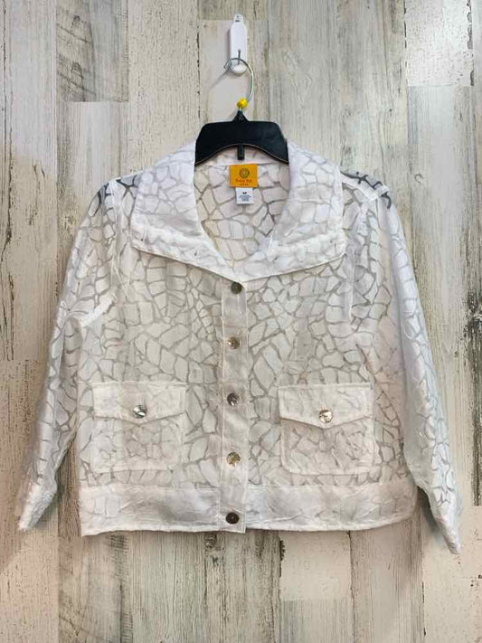 PRE-OWNED RUBY RD Tops Size 10P WHT CRACKS LONG SLEEVES TOP