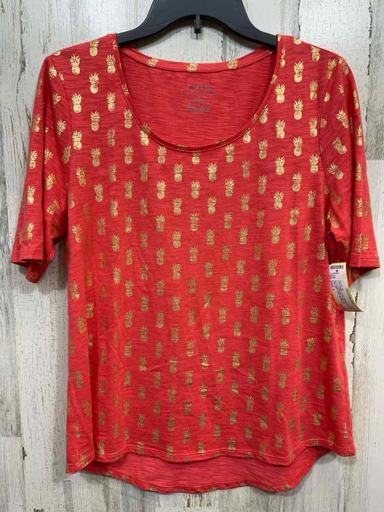 PRE-OWNED CHICO'S/TEXTURED KNIT METALLIC PINEAPPLE PRINT TEE