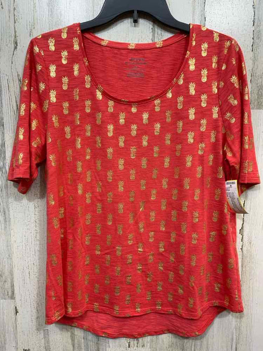 PRE-OWNED CHICO'S/TEXTURED KNIT METALLIC PINEAPPLE PRINT TEE