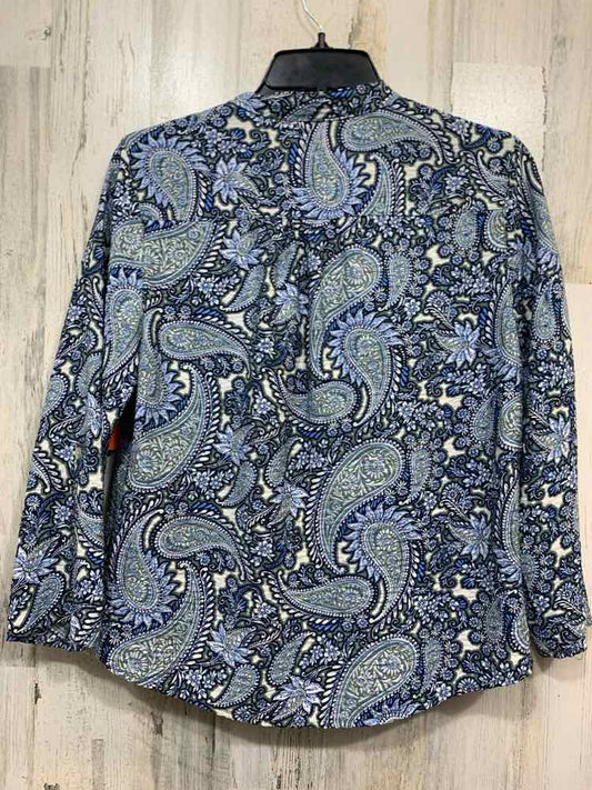 PRE-OWNED RUBY RD Tops Size PS BLUE/WHT/GREEN Paisley BUTTON DOWN Blouse