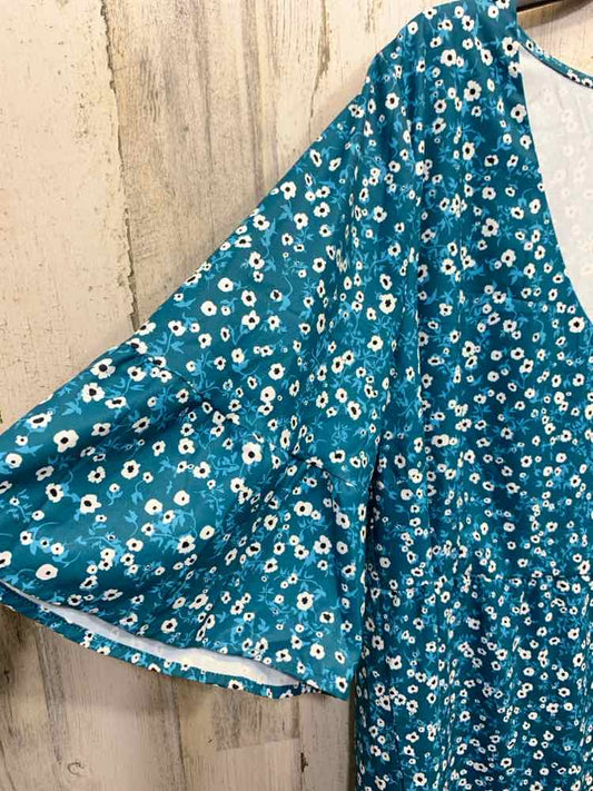 PRE-OWNED PINUP FASHION Dresses and Skirts Size 20 teal/white Floral Dress/TIERE