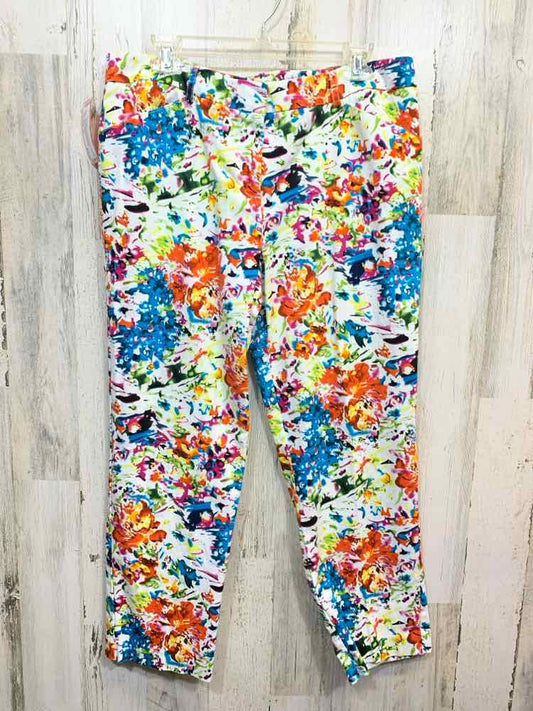 PRE-OWNED Size 16 NEW DIRECTION BOTTOMS WHITE/MULTI COLORED STRAIGHT LEG Pants/F