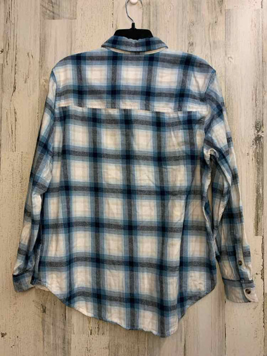 UNIVERSAL THREADS Tops Size L BLU/WHT Plaid LONG SLEEVES Shirt