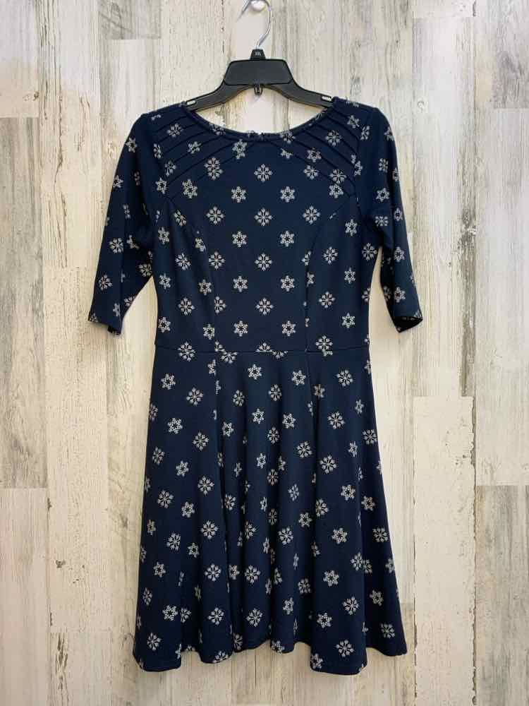 UNIQUE VINTAGE Dresses and Skirts Size L NAVY/WHT SNOWFLAKES 3/4 LENGTH Dress