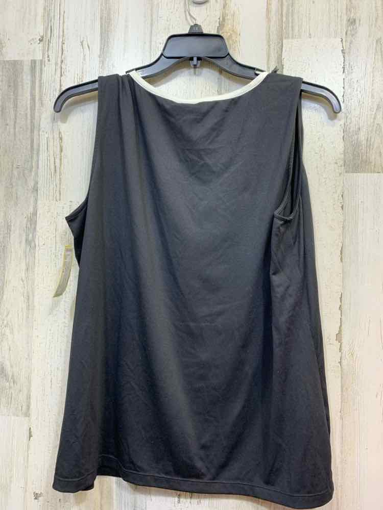 PRE-OWNED RUBY RD Tops Size 1X Black Solid SLEEVELESS Tank Top
