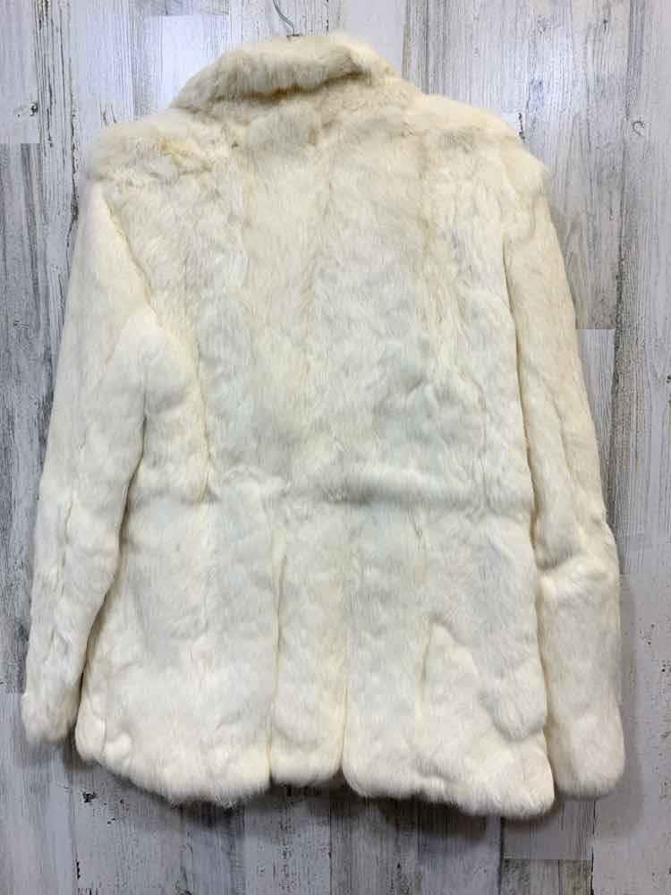 PRE-OWNED JACKETS / COATS Size M Cream LONG SLEEVE VINTAGE RABBIT FUR COAT