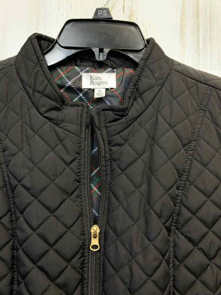 PRE-OWNED KIM ROGERS JACKETS / COATS Size XL BLACK QUILTED Vest/ZIP UP /STRETCH